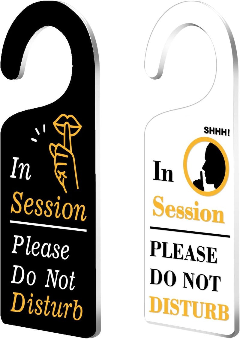 CHGCRAFT 2Pack Do Not Disturb Door Sign Acrylic Notice Door Hanger Sign In Session Handle Decorations Mark for Homework Office Schools Business Conference Room Meeting In Session - Image 1